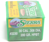 Sierra .308 Diameter 200 Grain Boat Tail Hollow Point MatchKing Bullets