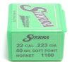 Sierra .223 Diameter 40 Grain Boat Tail Spire Point Varminter 100 Count Bullets (22 Hornet)